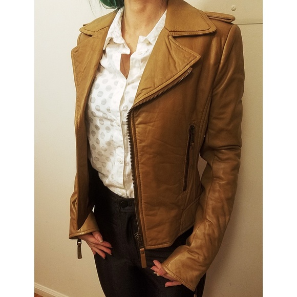Balenciaga iconic BIKER Jacket Cognac Camel NEW - Picture 1 of 8